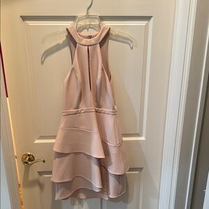 BCBGMaxAzria Pink Asymmetrical Ruffled Mini Dress